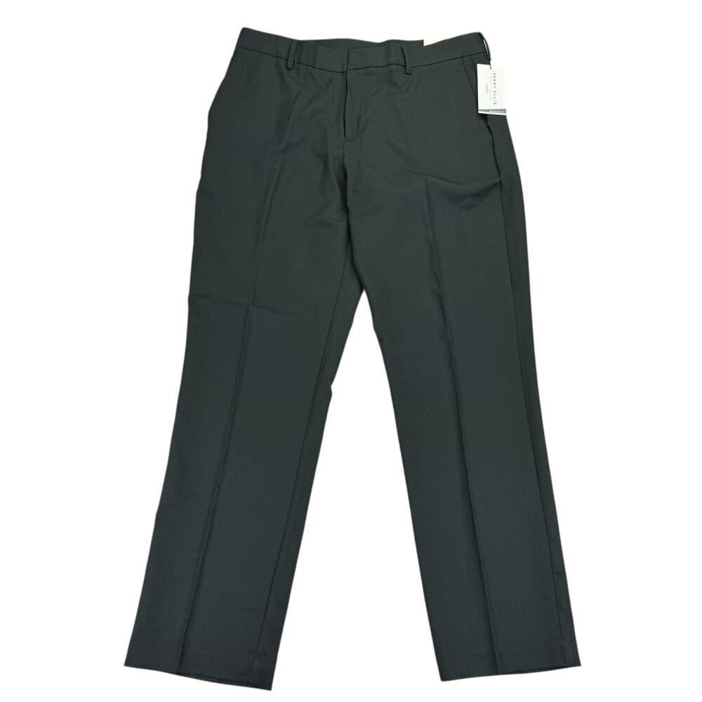 Perry Ellis Mens Modern Fit Twill Stretch Lightweight Dress Pants Black 36x32